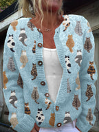 Pamela | Cozy Cat Print Cardigan
