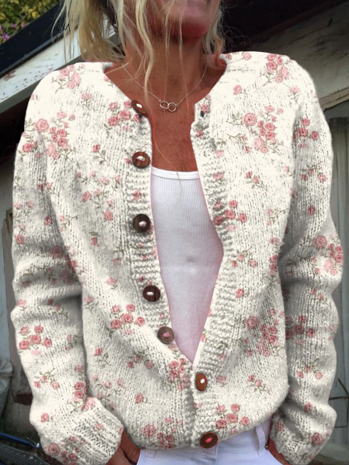 Patricia | Vintage Floral Knit Cardigan Sweater