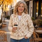 Janet | Romantic Floral Zip Cardigan