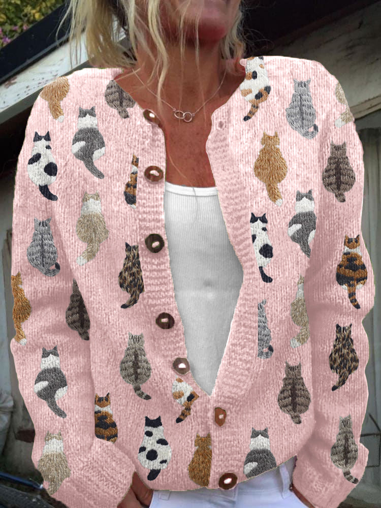 Pamela | Cozy Cat Print Cardigan
