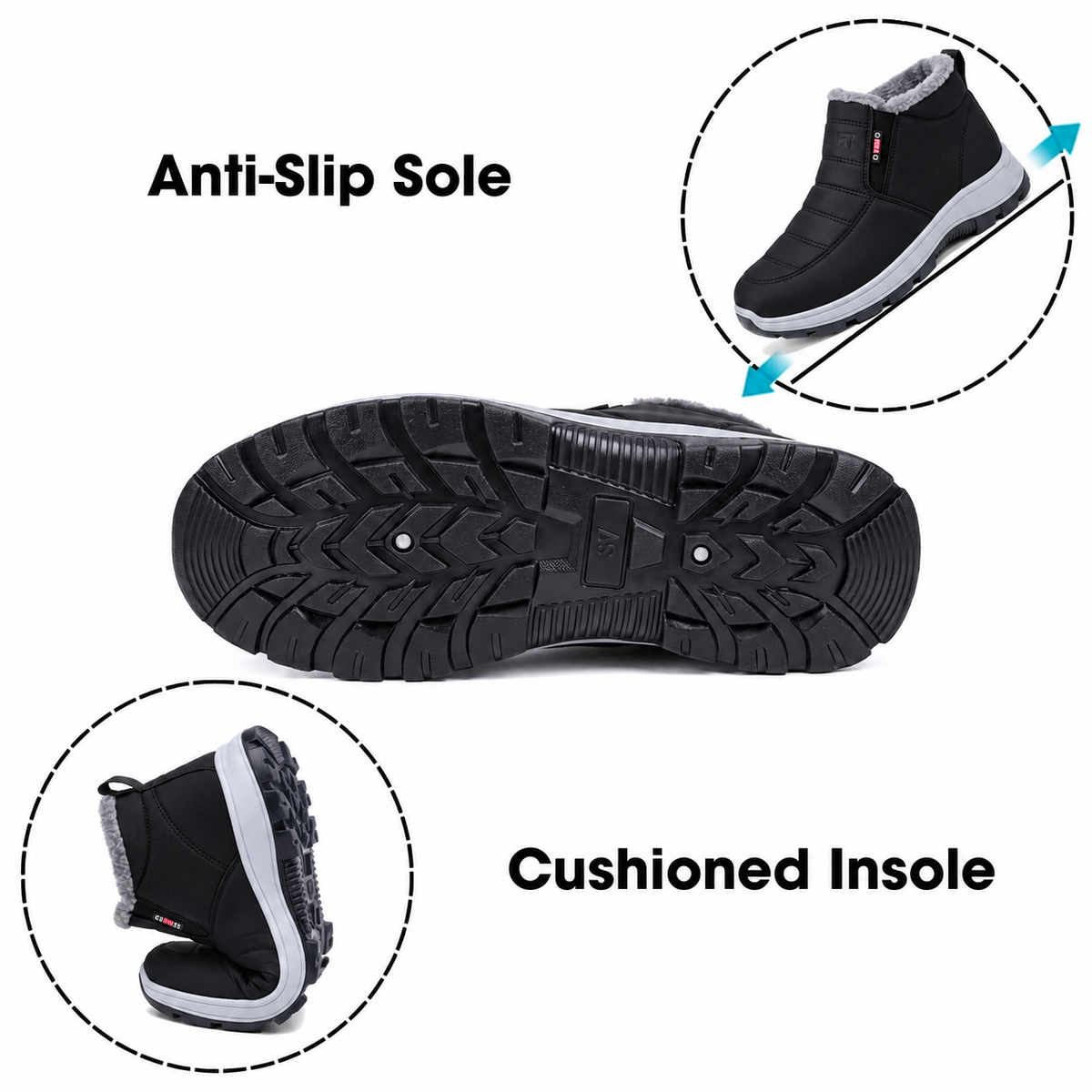 Sianna™ | Quilted Waterproof Slip-On Ankle Boots Black