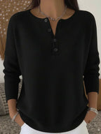 Christine | Henley Button-Up Knit Sweater