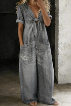 Maya | V Neck Short Sleeve Jumpsuit
