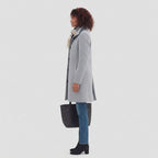 Women's Classic Tailored Long Coat in Light Grey - zijaanzicht