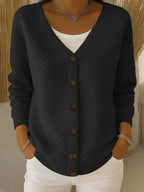 Deborah | Quilted Button-Front Cardigan