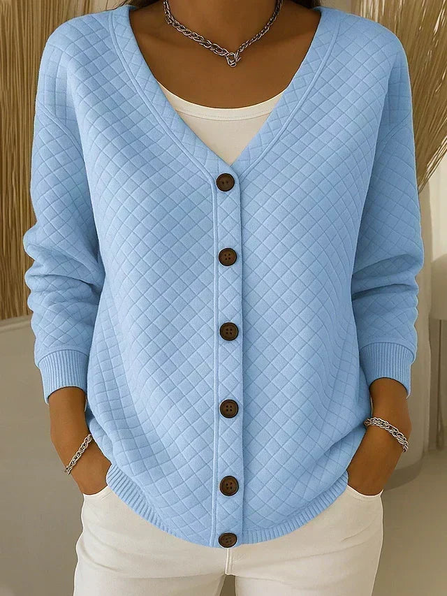 Deborah | Quilted Button-Front Cardigan