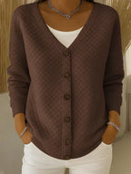 Deborah | Quilted Button-Front Cardigan