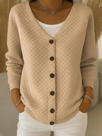 Deborah | Quilted Button-Front Cardigan