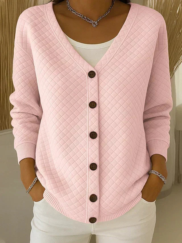 Deborah | Quilted Button-Front Cardigan