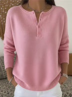 Christine | Henley Button-Up Knit Sweater