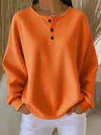 Cheryl | Cozy Waffle Henley Sweatshirt