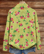 Susan | Pink Floral Lime Zip Cardigan
