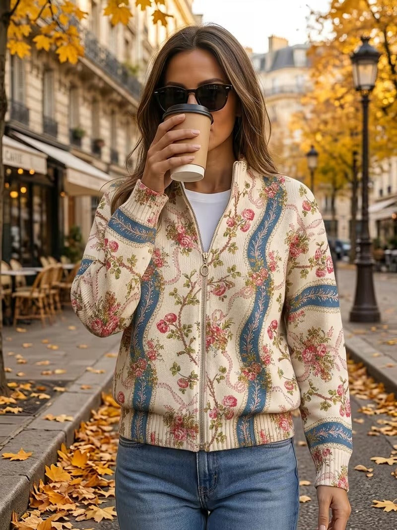 Judith | Paisley Pattern Zip Cardigan