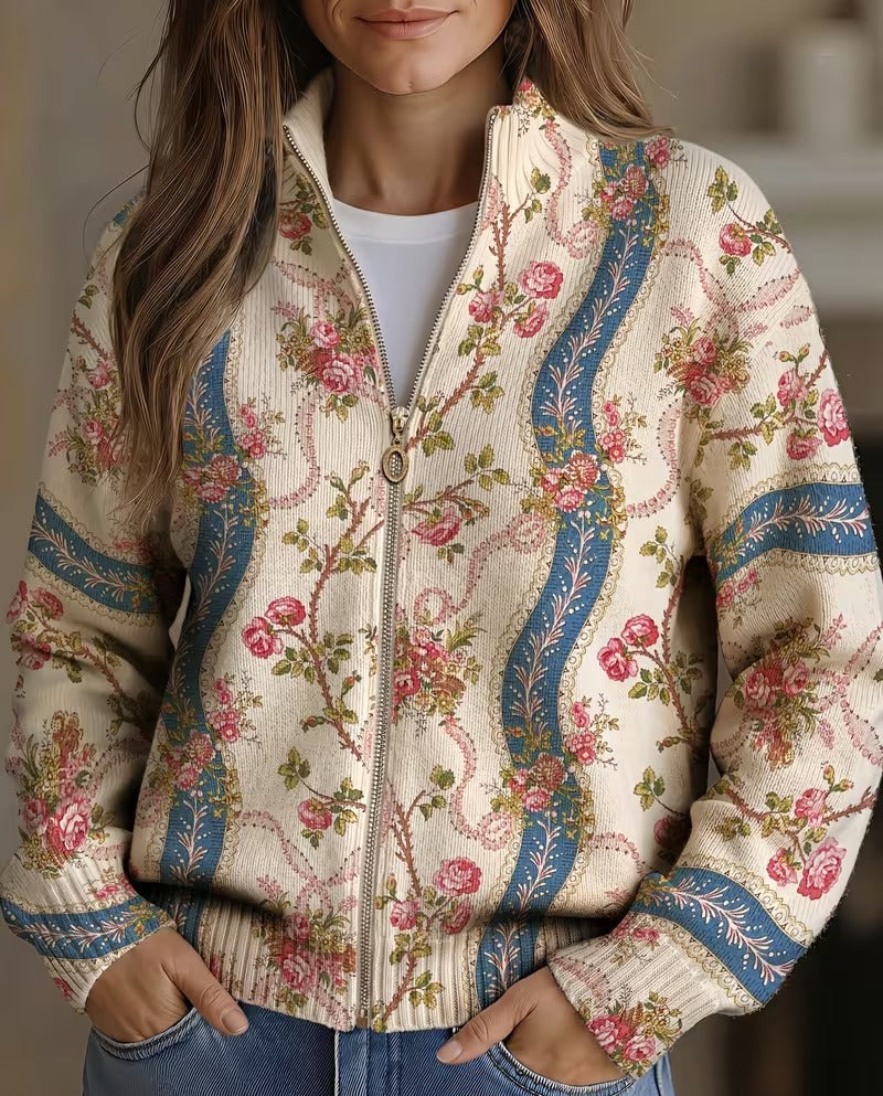 Judith | Paisley Pattern Zip Cardigan