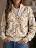 Janet | Romantic Floral Zip Cardigan