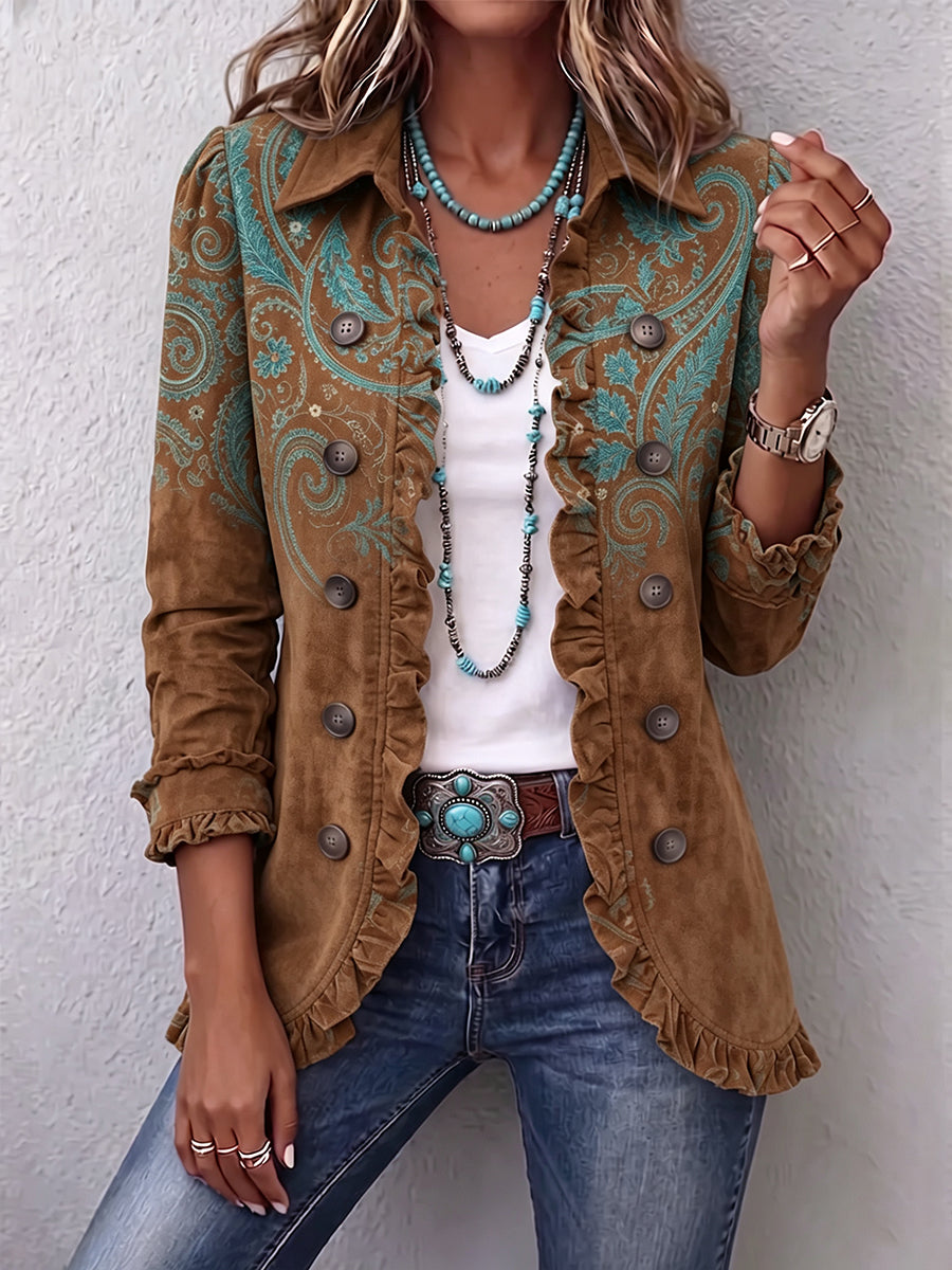 Christine | Paisley Print Ruffle Jacket