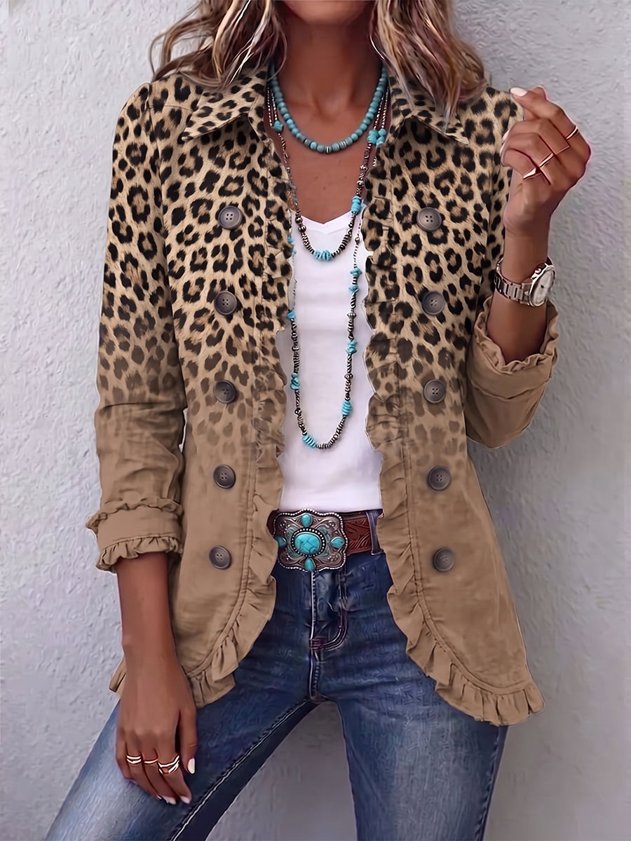 Kathleen | Vintage Leopard Gradient Ruffle Jacket