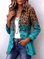 Cynthia | Leopard Ombre Ruffle Blazer Jacket