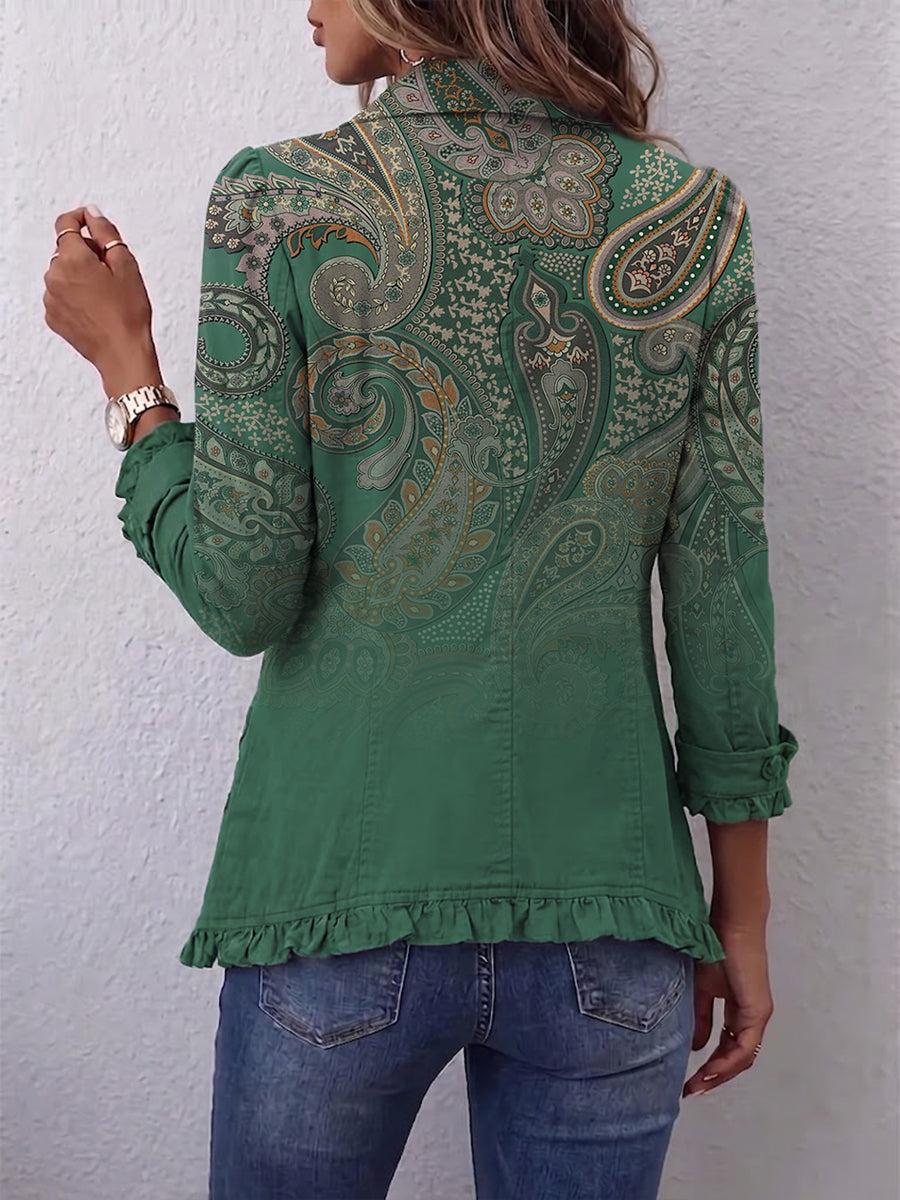 Elizabeth | Bohemian Paisley Print Ruffled Jacket