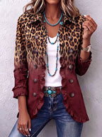 Cynthia | Leopard Ombre Ruffle Blazer Jacket