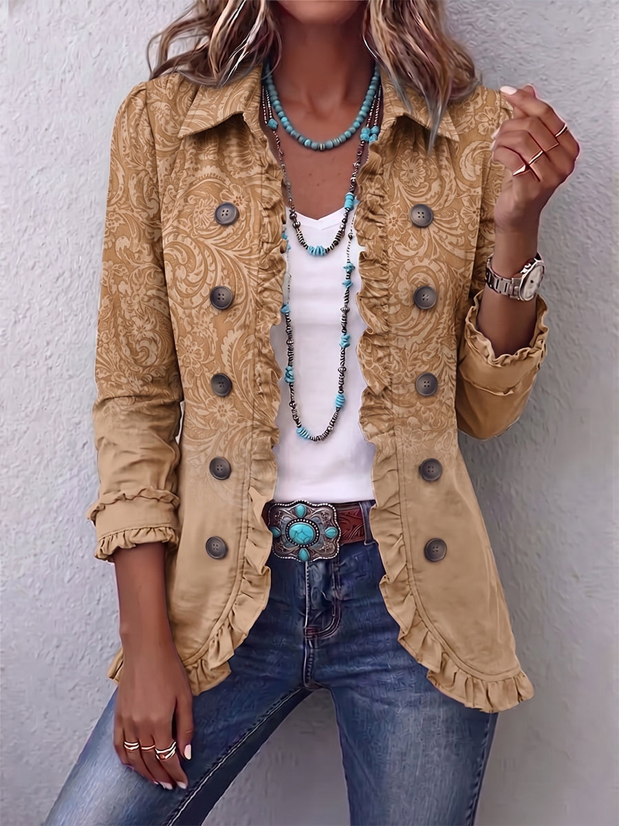 Nancy | Western Pattern Print Ruffle Jacket