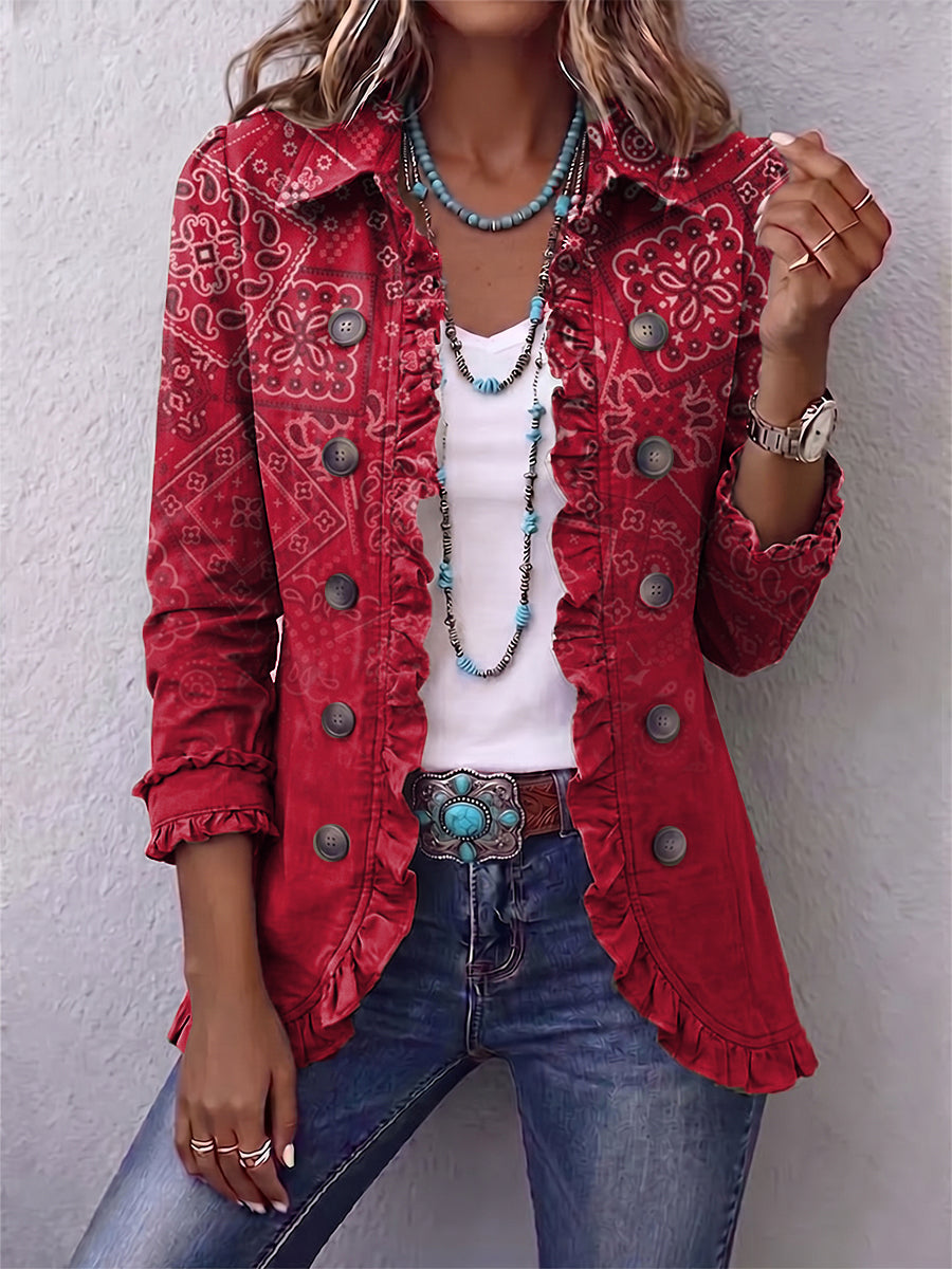 Wendy | Bohemian Paisley Ombré Print Ruffled Jacket