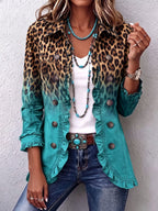 Cynthia | Leopard Ombre Ruffle Blazer Jacket