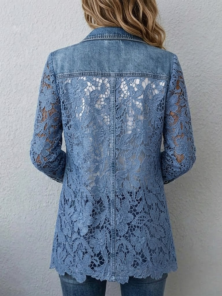 Deborah | Blazer Jacket with Floral Lace Paneling