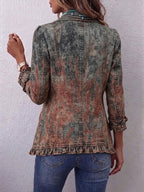 Marilyn | Vintage Gradient Textured Print Ruffle Jacket