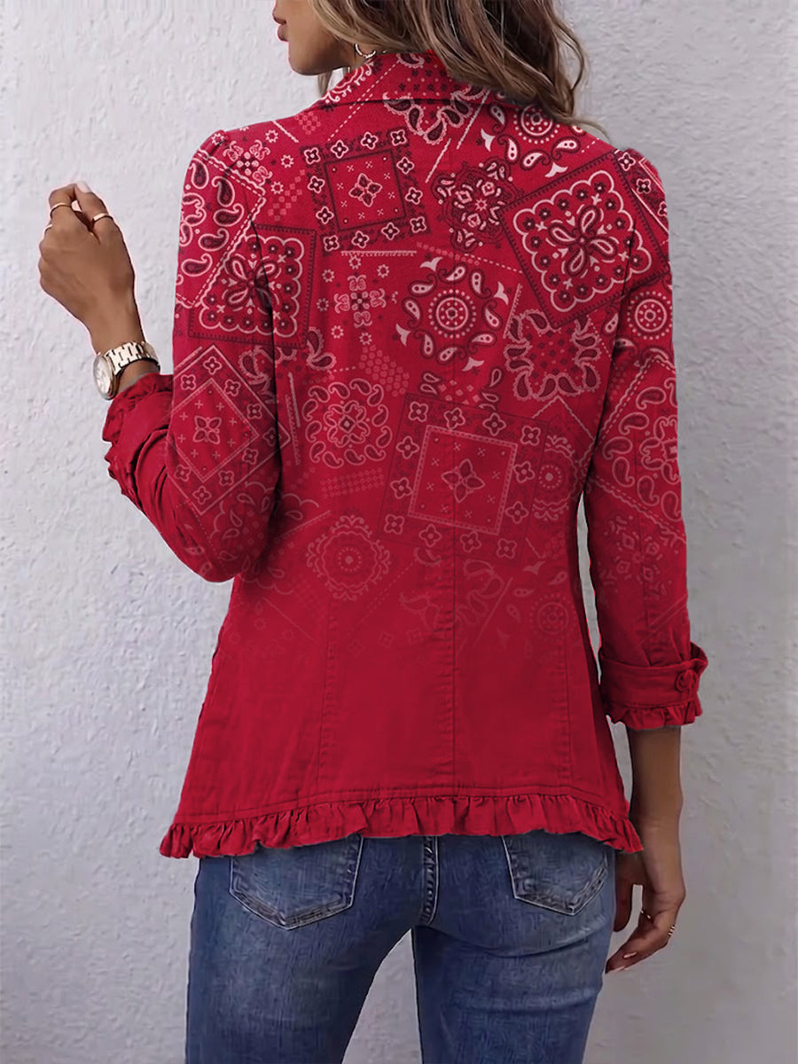Wendy | Bohemian Paisley Ombré Print Ruffled Jacket