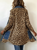 Linda | Leopard Print Denim Panel Contrast Longline Jacket