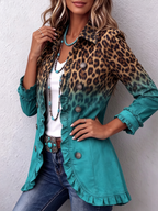 Cynthia | Leopard Ombre Ruffle Blazer Jacket