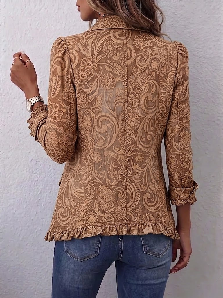 Susan | Vintage Bohemian Floral Print Ruffled Jacket