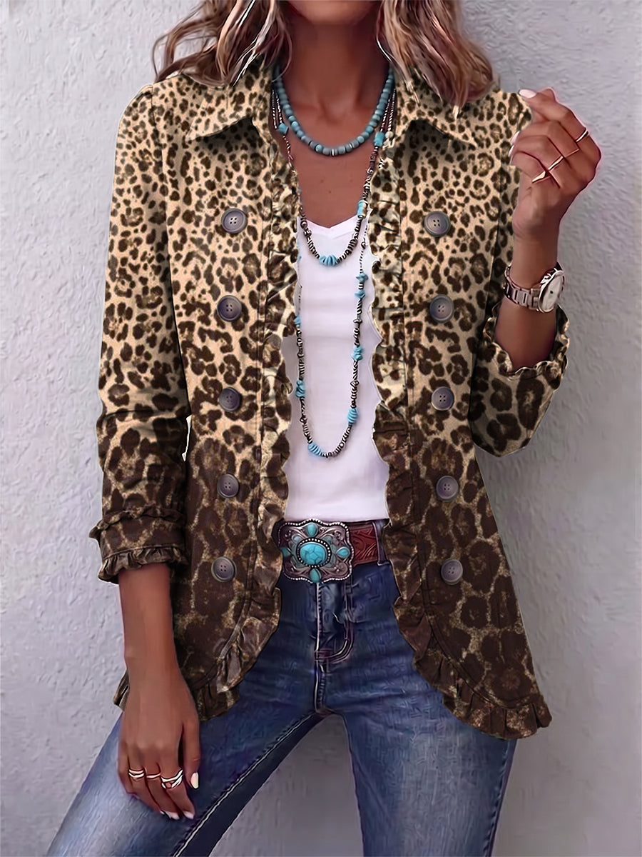 Joanne | Leopard Print Ruffled Jacket
