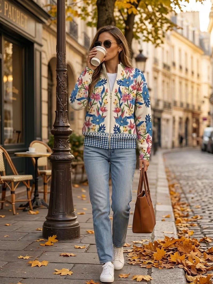 Donna | Garden Floral Zip Cardigan