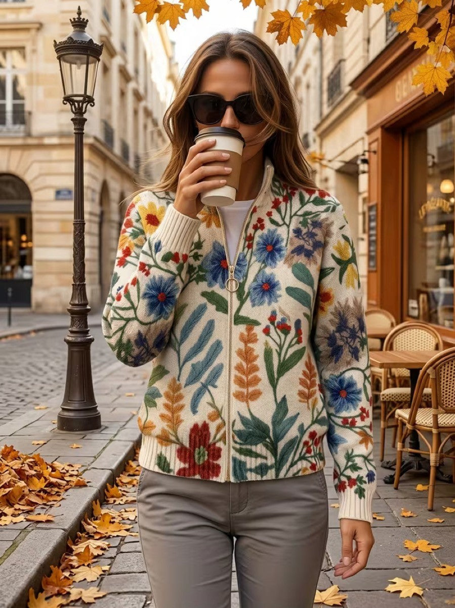 Donna | Garden Floral Zip Cardigan