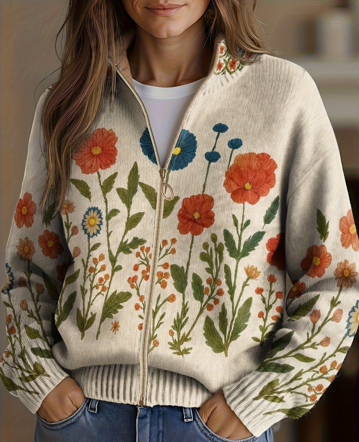 Sharon | Wildflower Meadow Zip Cardigan